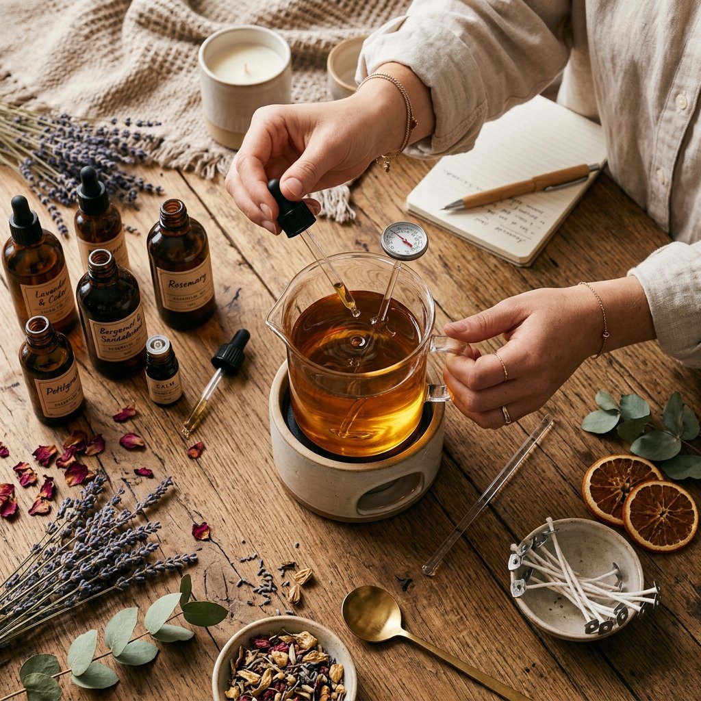 Measuring essential oils into soy wax