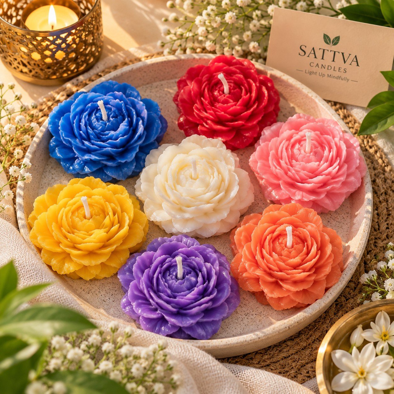 Peony Flower Candle